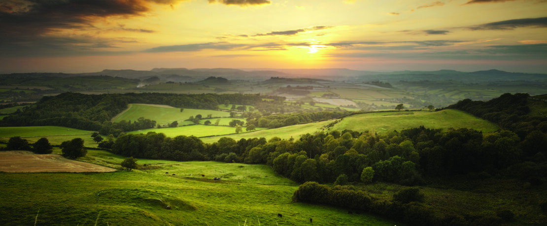 Photograph of the countryside during sunset