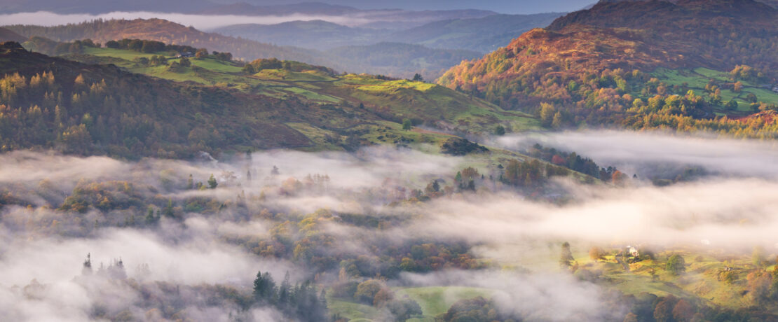 Mist covered fells in the Lake District National Park