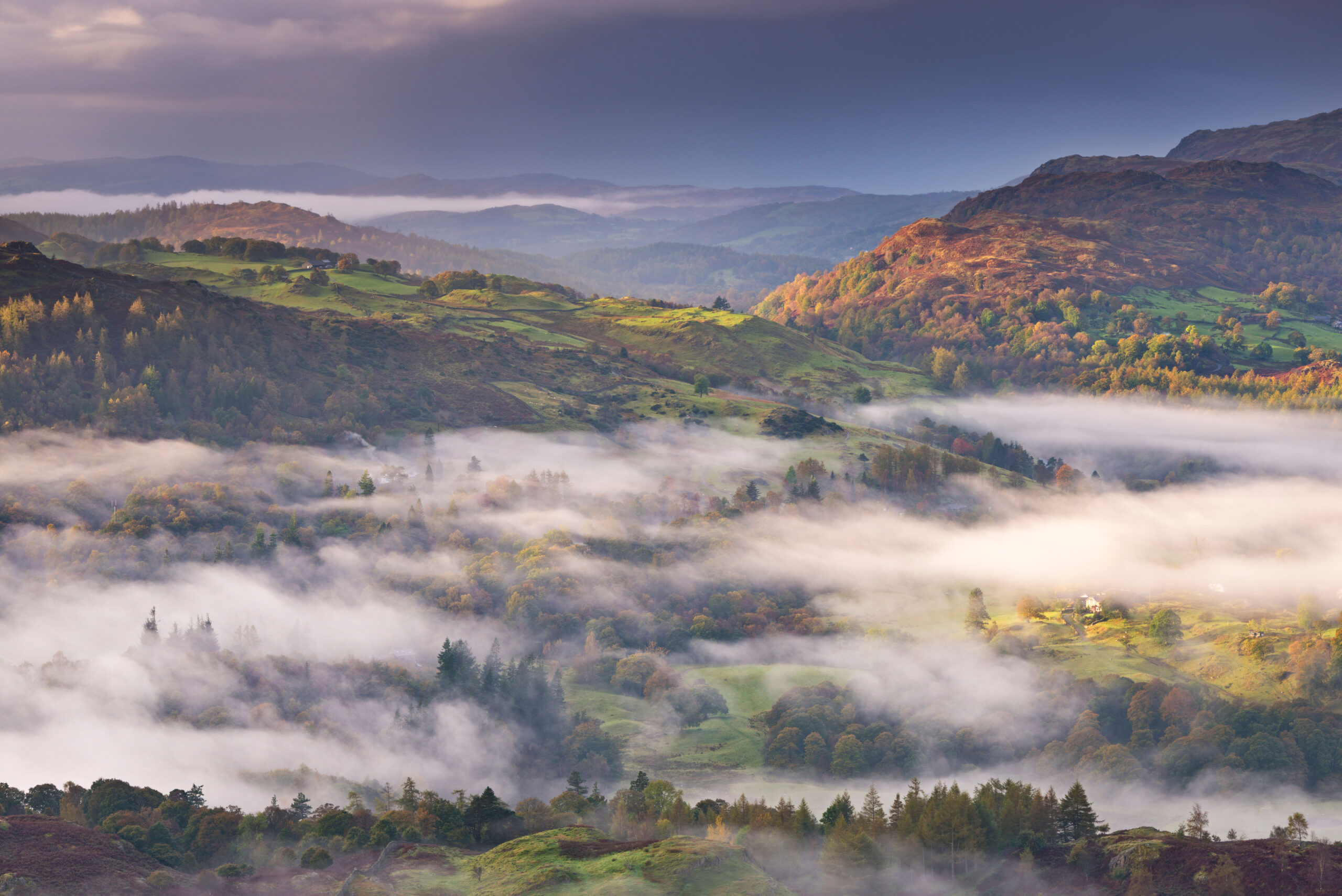 Mist covered fells in the Lake District National Park