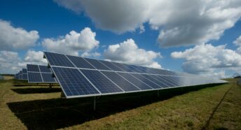 Solar panels on wide open field
