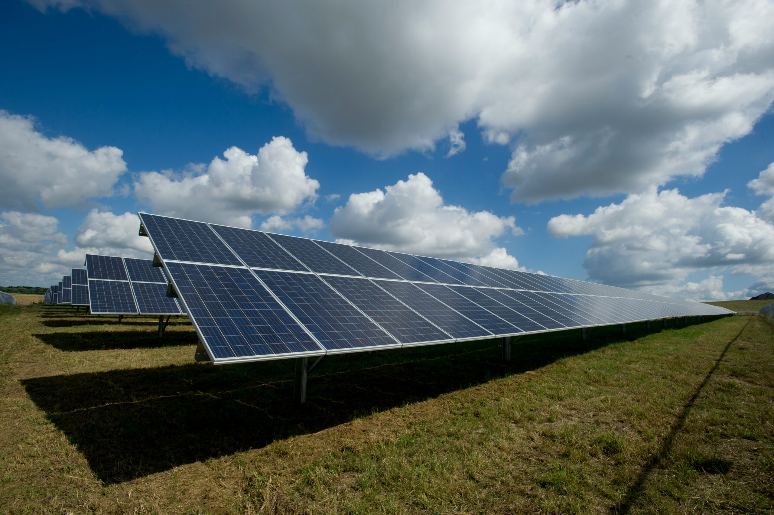 Solar panels on wide open field