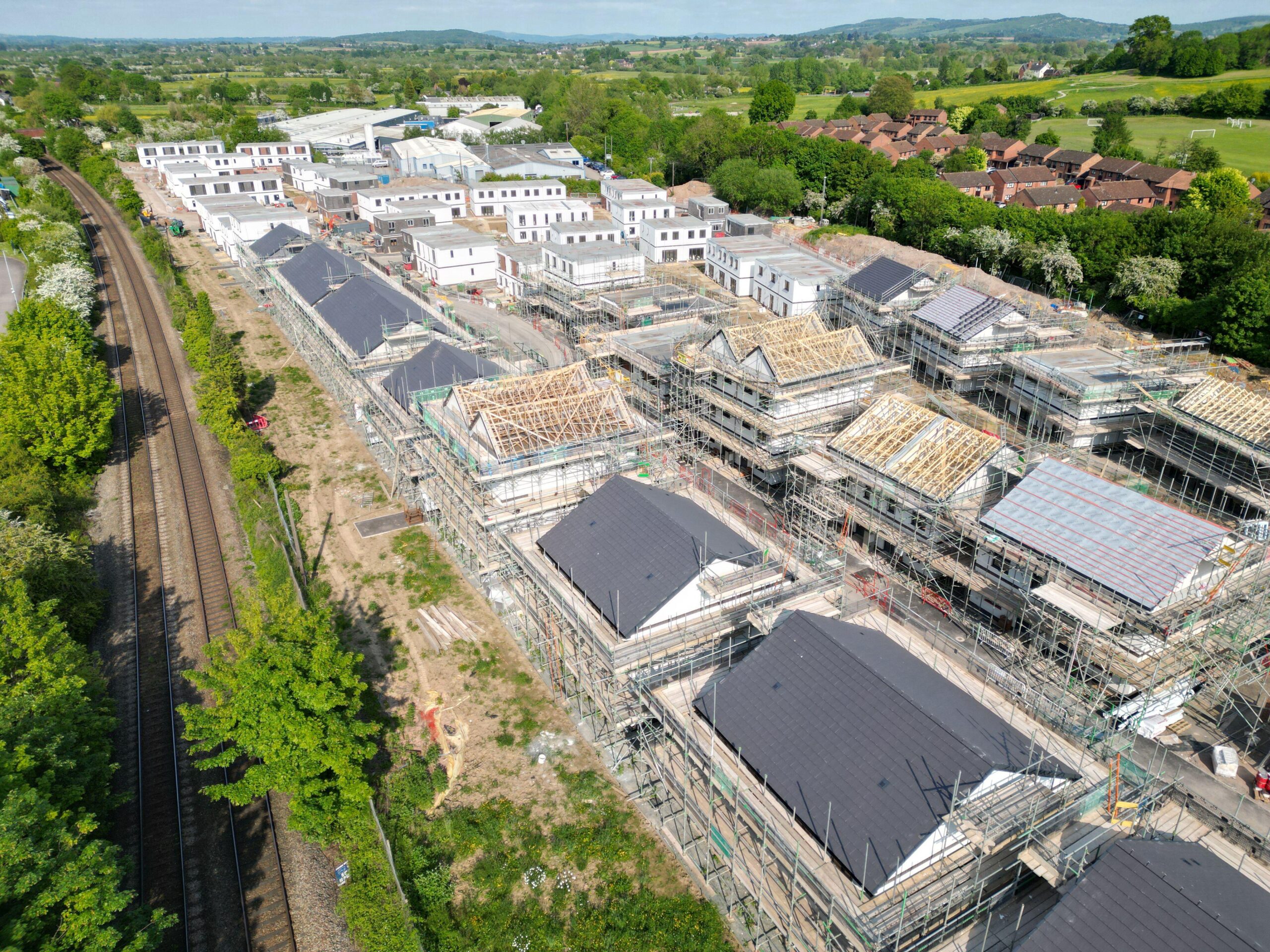 Modular housing construction site of 120 affordable rent and shared ownership homes by Stonewater on a brownfield development site