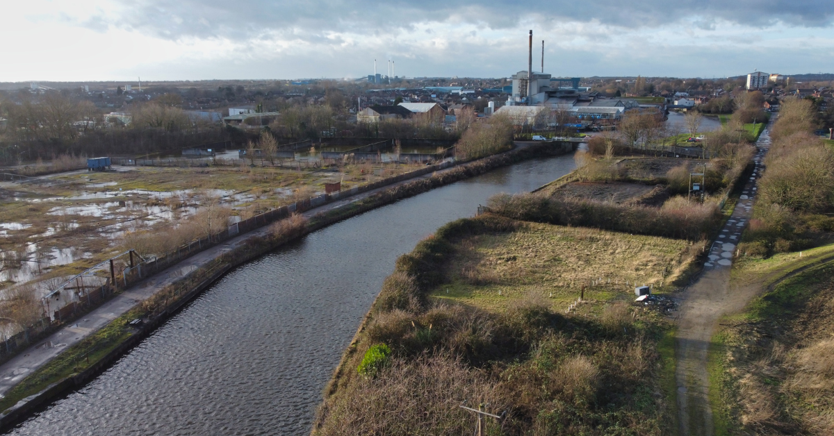 Aerial view of brownfield site
