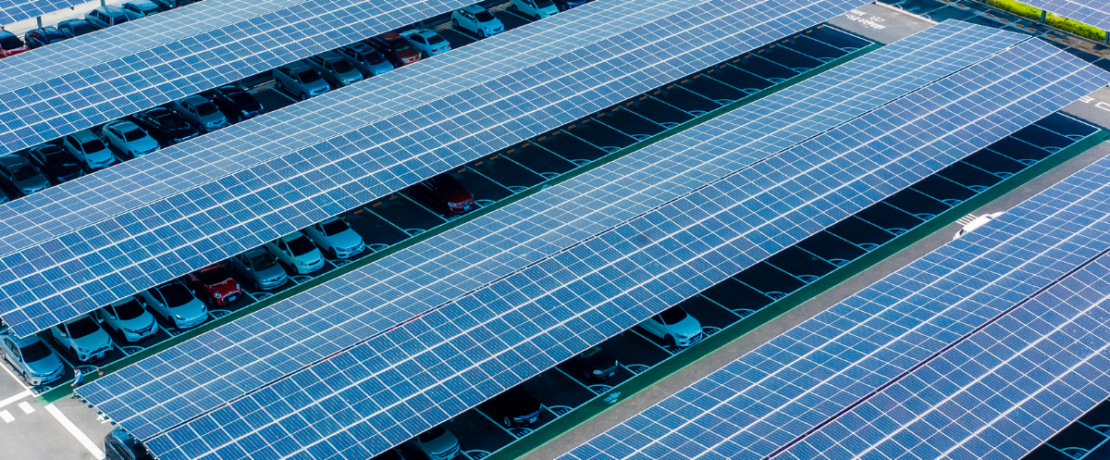 Aerial view of solar system car park