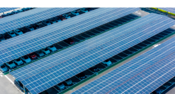 Aerial view of solar system car park