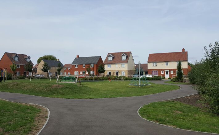 Houses near a playground