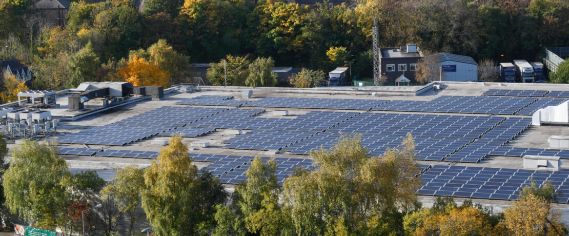 Rooftop solar on top of Sainsbury's supermarket
