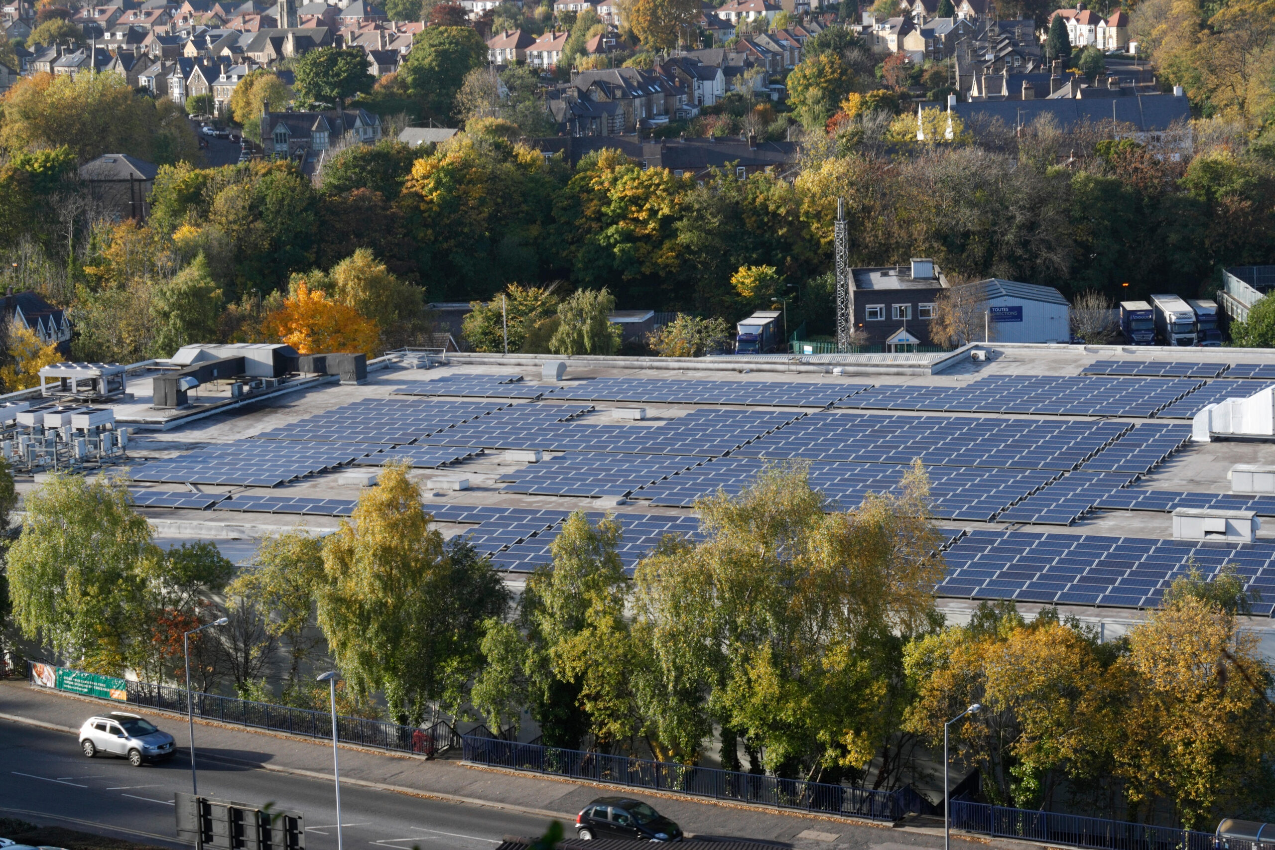 Rooftop solar on top of Sainsbury's supermarket