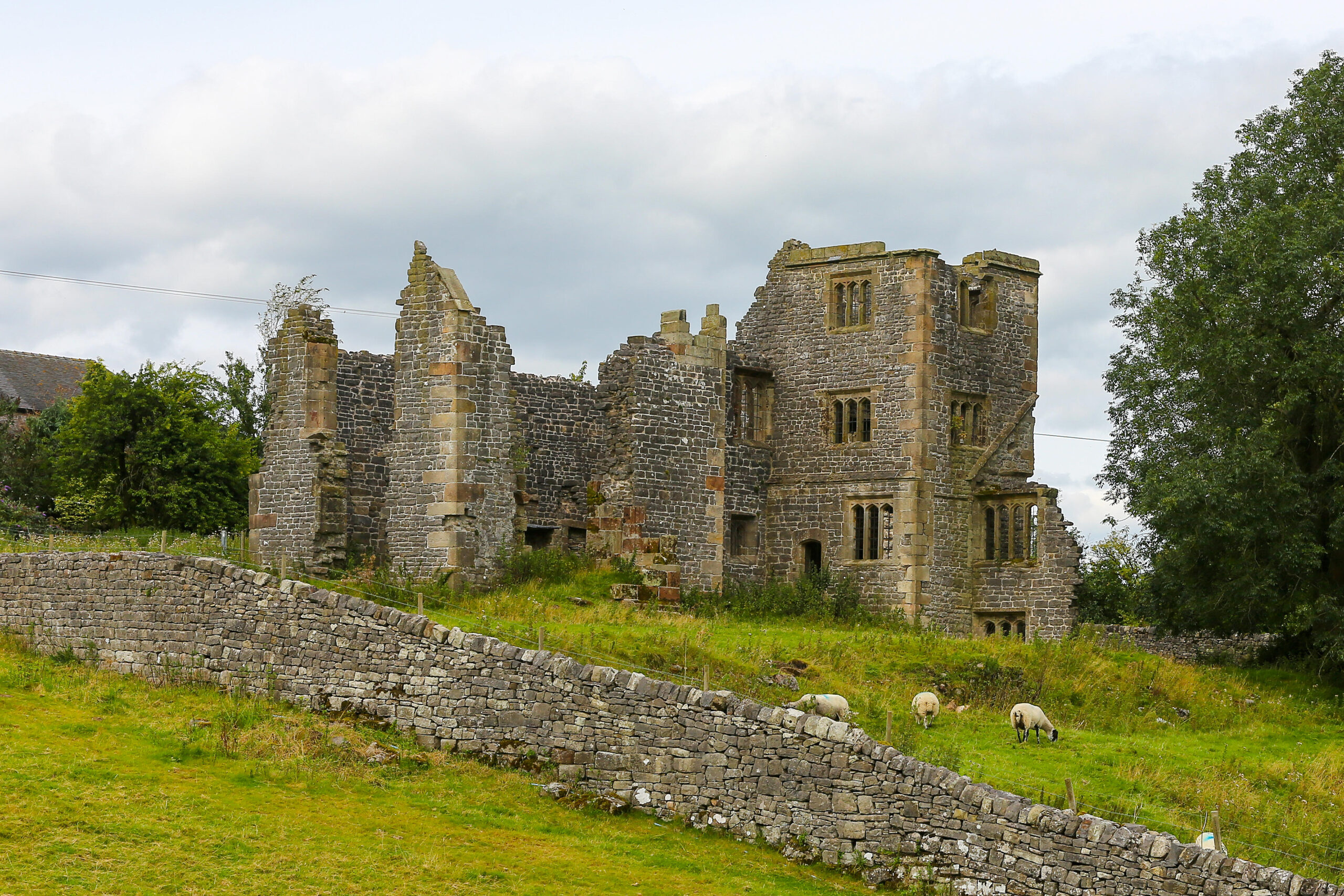 Throwley Old Hall, a ruined stately home and Grade II* listed building and scheduled monument, Calton, Staffordshire, England, UK