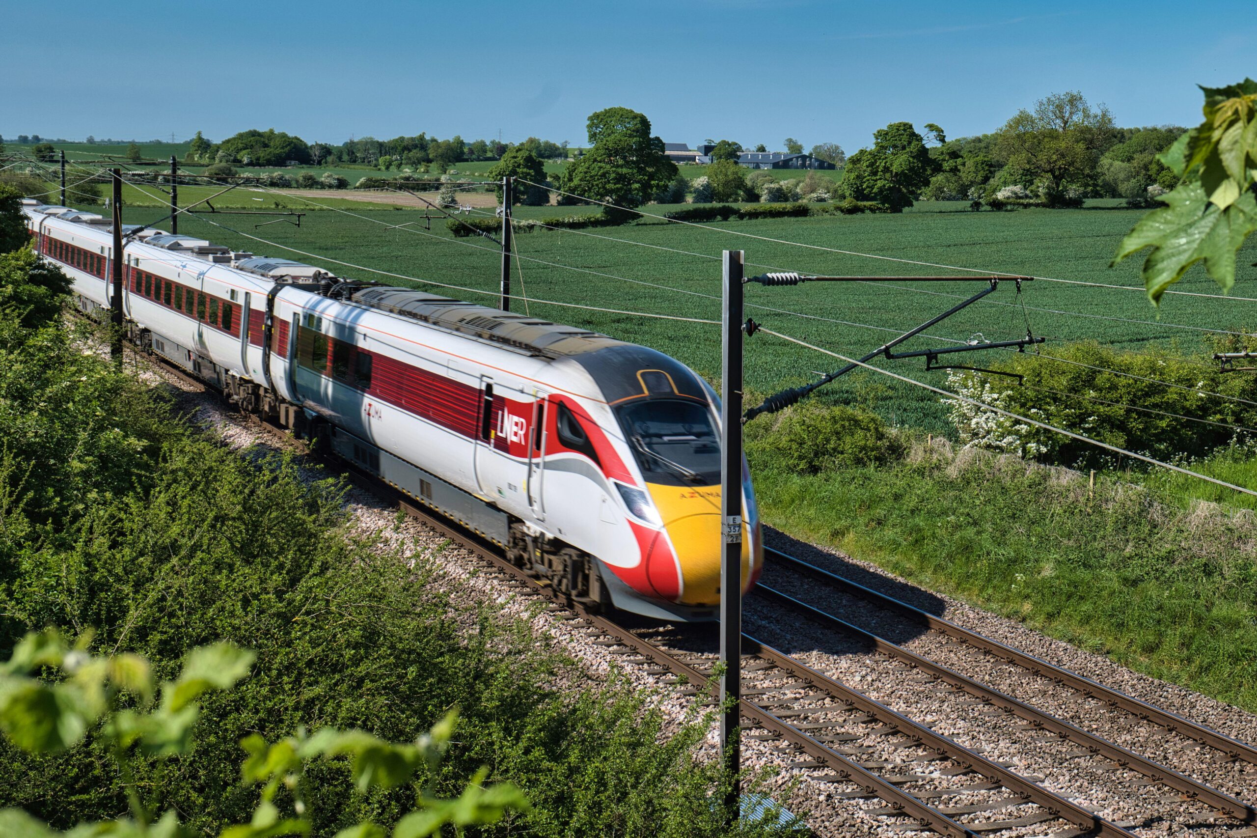 LNER Azuma train near Danby Wiske, North Yorkshire