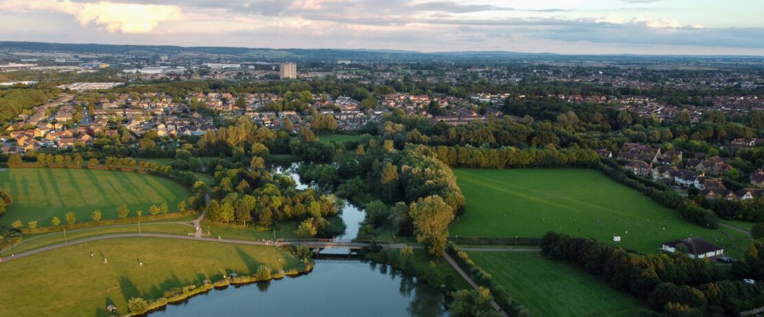 Lake at Milton Keynes at sunset