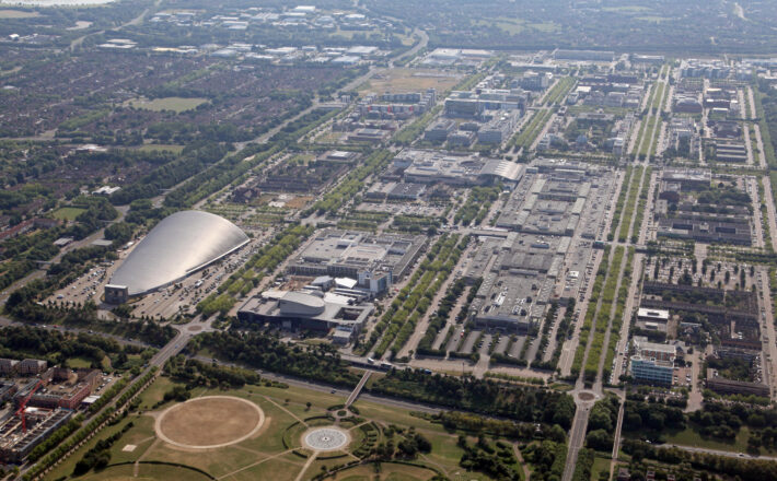 aerial view of Milton Keynes town centre, UK