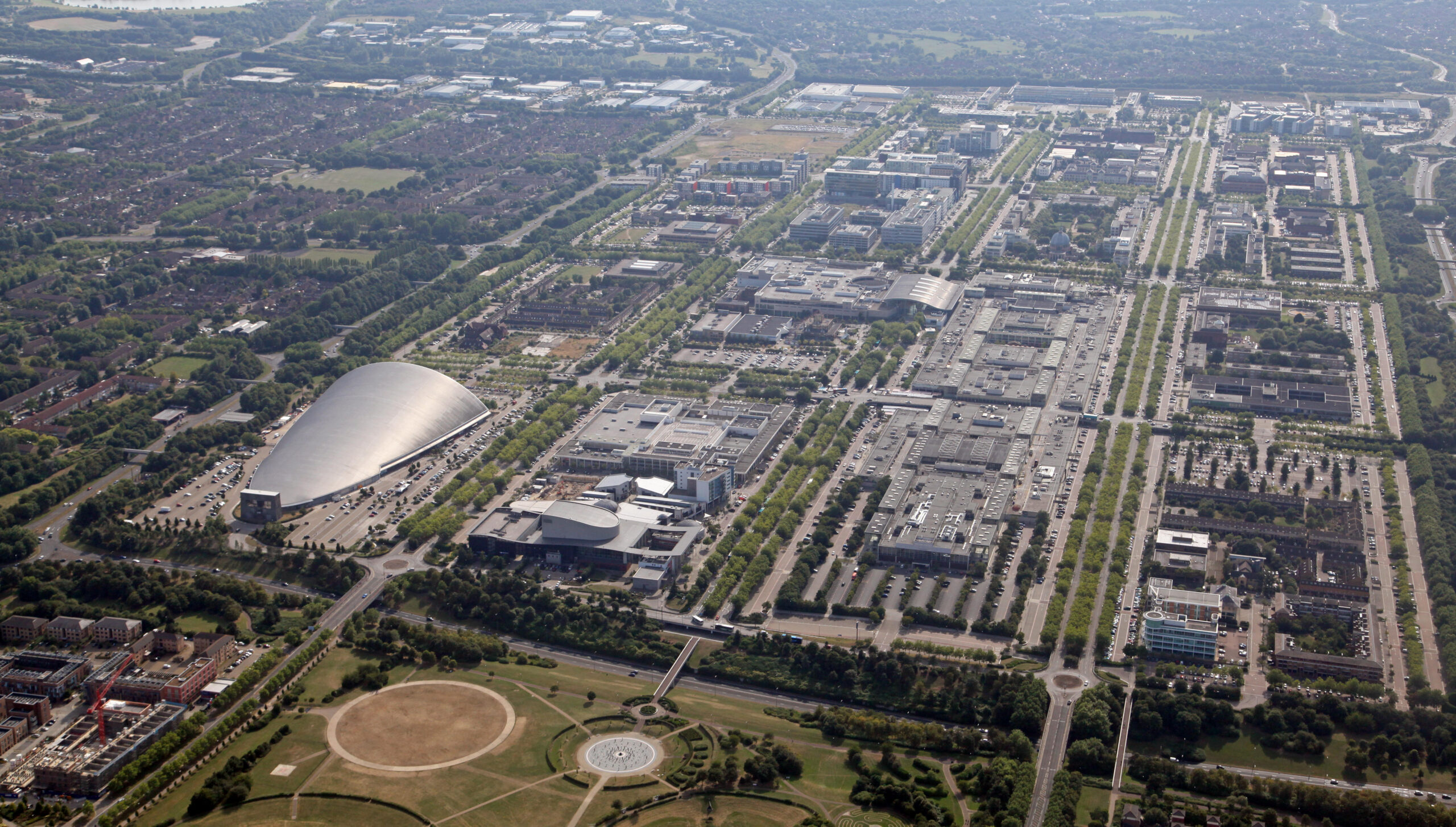 aerial view of Milton Keynes town centre, UK