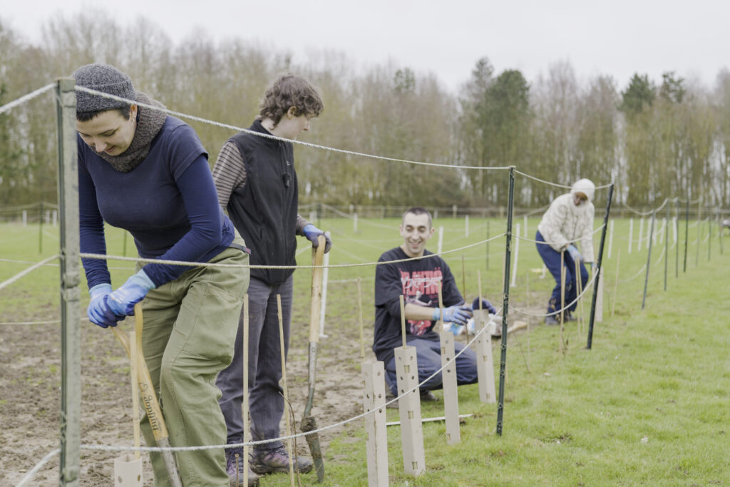 Young people planting trees in Sturry, Kent, as part of Hedgentines Day 2026.