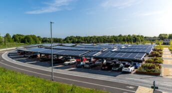A self sufficient parking lot with park and ride facilities and solar panels for electric car charging in an innovative tec