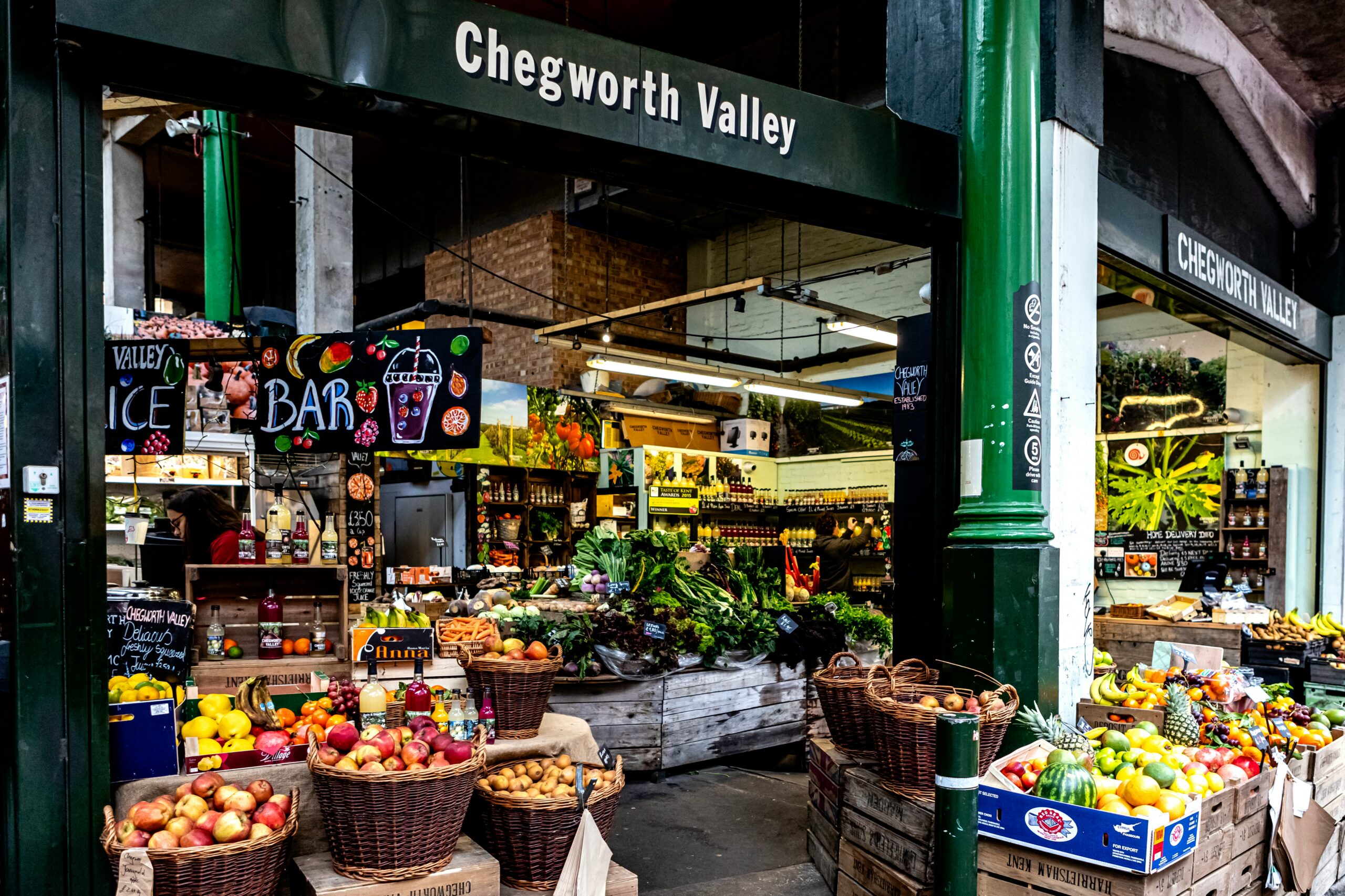 fruit and vegetable stand at a local marker