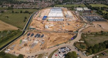 Aerial view of Google's new Waltham Cross Data Centre under construction (Aug 24), Waltham Cross, UK.