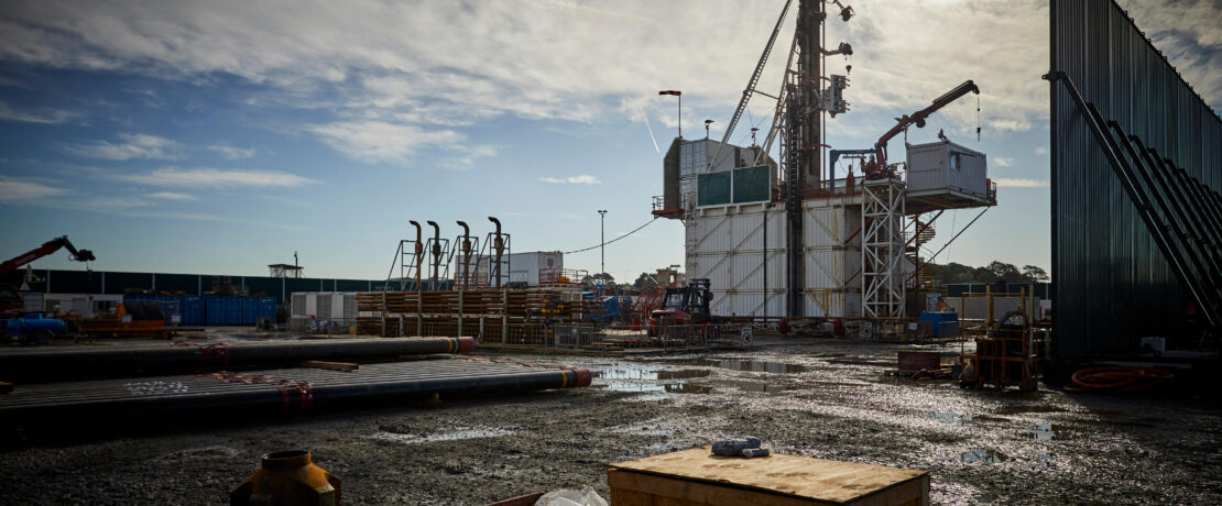 Fracking firm Cuadrilla drilling for shale gas in Lancashire, pictured The drilling well
