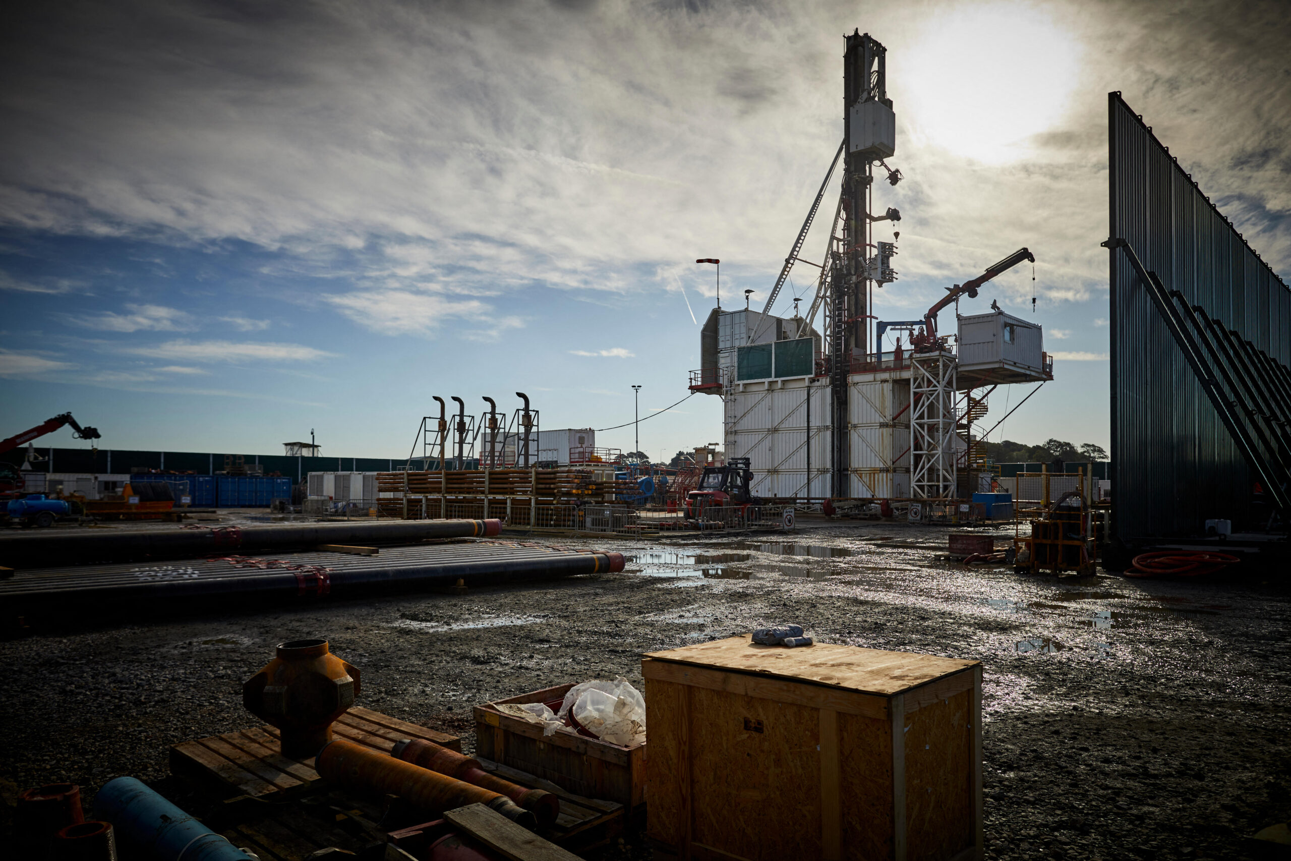 Fracking firm Cuadrilla drilling for shale gas in Lancashire, pictured The drilling well