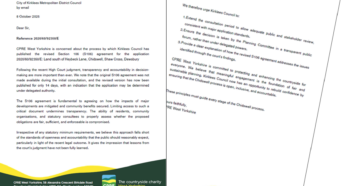 Letter from CPRE West Yorkshire to Kirklees Council