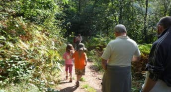 Family group in woodland