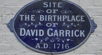 Sign indicating the birthplace site of David Garrick